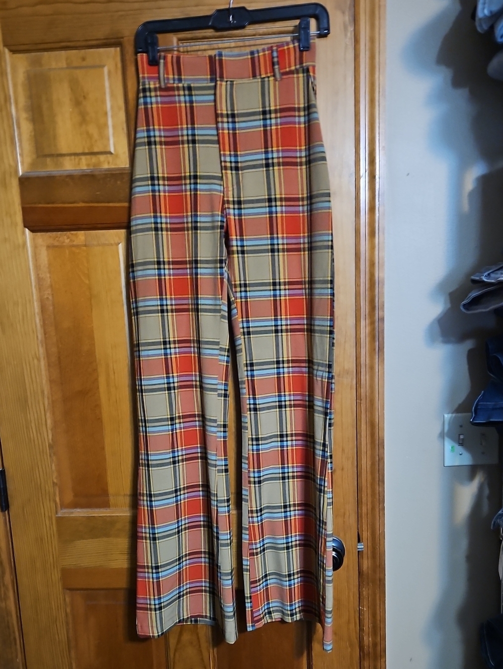Free People Plaid Jules Wide-Leg Trouser High-Rise Pants-NWOT - Picture 4 of 13